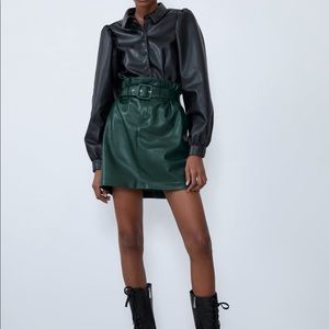 ZARA | Belted Faux Leather Mini Skirt